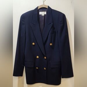 🧧Reduced Price.....LIZ Claiborne Navy Blue Wool Double-Breasted Blazer